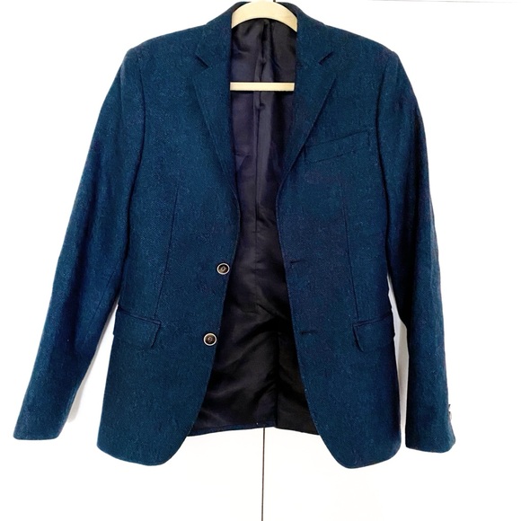 👔 MEN’S RIVER ISLAND DARK BLUE WOOL BLEND BLAZER JACKET! - Picture 3 of 14